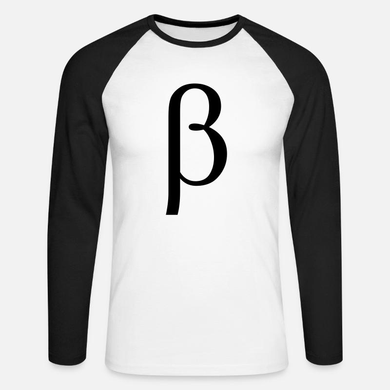 beta græske bogstav - Langærmet herre-baseballshirt - hvid/sort