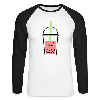 Bubble Tea - Unisex Long Sleeve Baseball T-Shirt - white/black - Front - Nik (191cm)