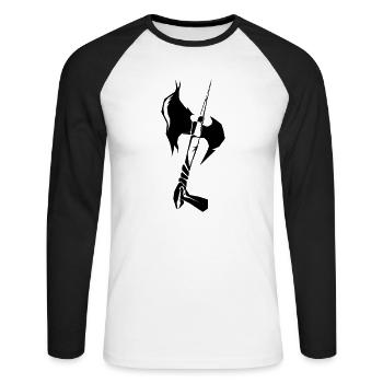 battleaxe - Unisex Baseballshirt langarm - Weiß/Schwarz - Vorne - Nik (191cm)