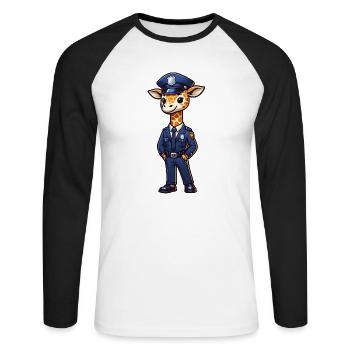 Cute Giraffe Police Officer - Unisex Long Sleeve Baseball T-Shirt - white/black - Front - Nik (191cm)
