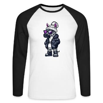 Hiver zèbre - T-shirt baseball manches longues Homme - blanc/noir - Devant - Nik (191cm)