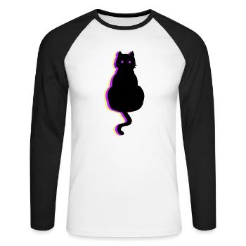 Leuchtkatze pink - Unisex Baseballshirt langarm - Weiß/Schwarz - Vorne - Nik (191cm)