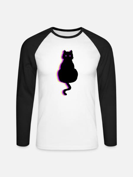 Leuchtkatze pink - Unisex Baseballshirt langarm - Weiß/Schwarz