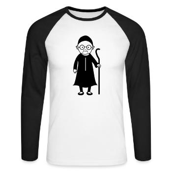Alte Frau Oma - Unisex Baseballshirt langarm - Weiß/Schwarz - Vorne - Nik (191cm)