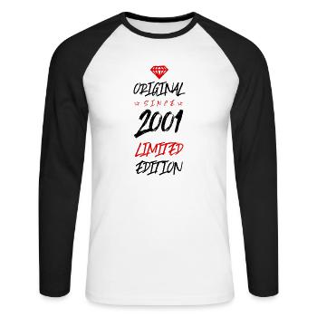 2001 limited edition - Unisex Baseballshirt langarm - Weiß/Schwarz - Vorne - Nik (191cm)