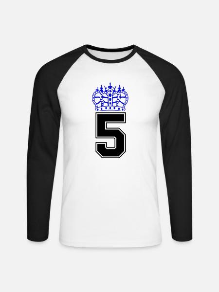 5 krone - Unisex Baseballshirt langarm - Weiß/Schwarz