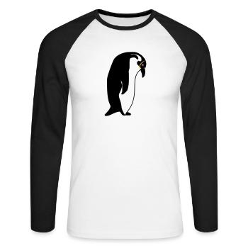 manchot - T-shirt baseball manches longues Homme - blanc/noir - Devant - Nik (191cm)