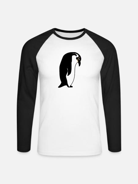 penguin - Unisex Long Sleeve Baseball T-Shirt - white/black