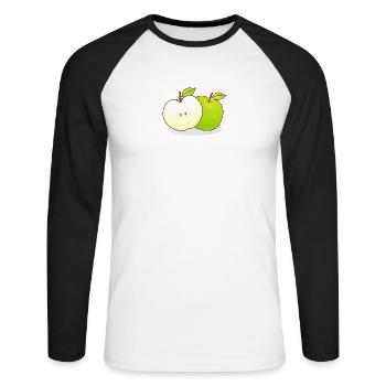 Äpfel - Unisex Baseballshirt langarm - Weiß/Schwarz - Vorne - Nik (191cm)