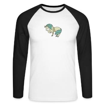 poney - T-shirt baseball manches longues Homme - blanc/noir - Devant - Nik (191cm)
