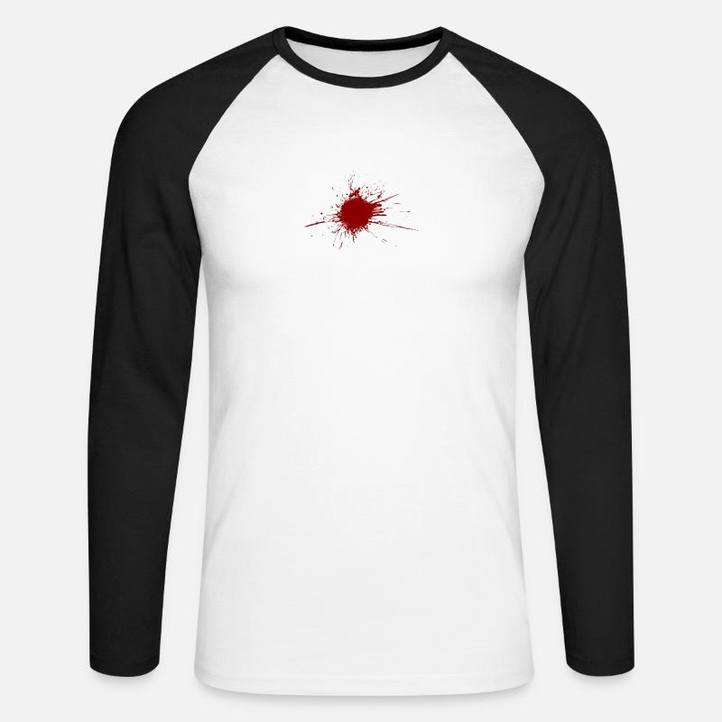 Blutspritzer aus einer Kugel Wunde - Unisex Baseballshirt langarm - Weiß/Schwarz