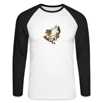 Pegasus - Unisex Baseballshirt langarm - Weiß/Schwarz - Vorne - Nik (191cm)