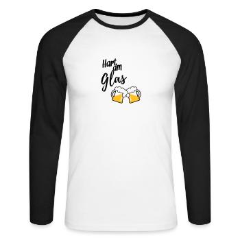 Hart am Glas - Unisex Baseballshirt langarm - Weiß/Schwarz - Vorne - Nik (191cm)