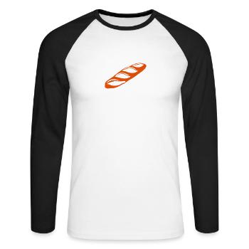baguette pain 1 - T-shirt baseball manches longues Homme - blanc/noir - Devant - Nik (191cm)