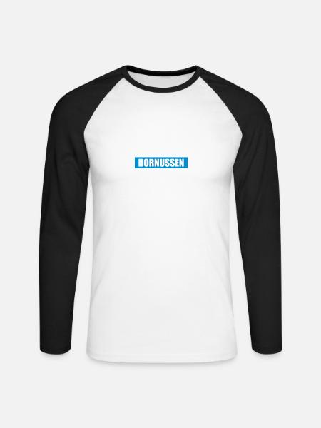 Hornussen Sportart - Unisex Baseballshirt langarm - Weiß/Schwarz