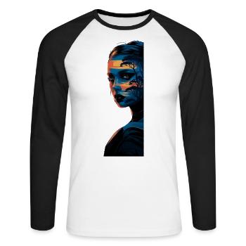 Hiking girl - femme de randonnée fille - T-shirt baseball manches longues Homme - blanc/noir - Devant - Nik (191cm)