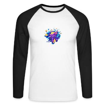 Glücklich - Unisex Baseballshirt langarm - Weiß/Schwarz - Vorne - Nik (191cm)
