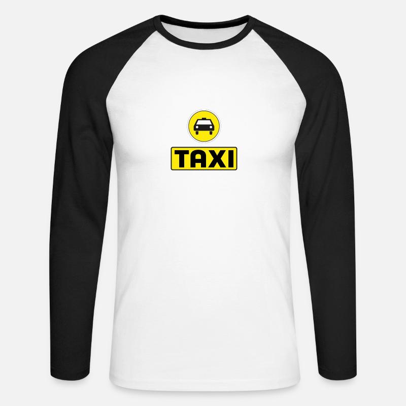 taxi - Maglia da baseball a manica lunga da uomo - bianco/nero