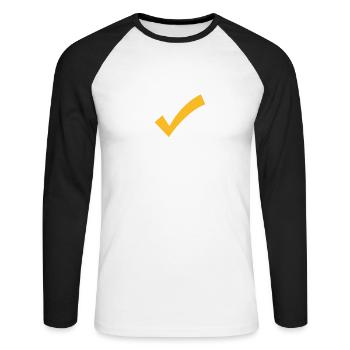 Ein Häkchen - Unisex Baseballshirt langarm - Weiß/Schwarz - Vorne - Nik (191cm)