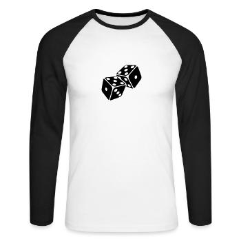Würfel 5er Pasch - Fünferpasch - Unisex Baseballshirt langarm - Weiß/Schwarz - Vorne - Nik (191cm)