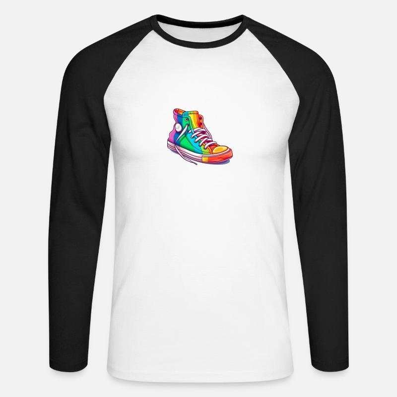 Rainbow Schuhe - Unisex Baseballshirt langarm - Weiß/Schwarz