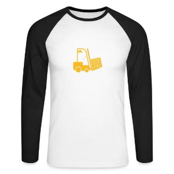 A Forklift Transporting A Box - Unisex Long Sleeve Baseball T-Shirt - white/black - Front - Nik (191cm)