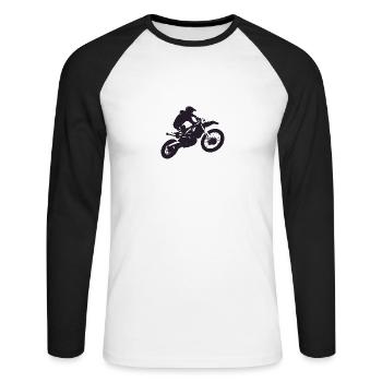 Motocross - Unisex Long Sleeve Baseball T-Shirt - white/black - Front - Nik (191cm)