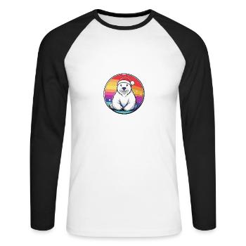 Polar Bear Christmas Christmas - Unisex Long Sleeve Baseball T-Shirt - white/black - Front - Nik (191cm)