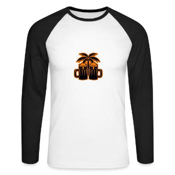 Beer Beach Palm Trees Island - Unisex Long Sleeve Baseball T-Shirt - white/black - Front - Nik (191cm)