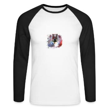 german shepherd, dog, graffiti, German shepherd, - Unisex Long Sleeve Baseball T-Shirt - white/black - Front - Nik (191cm)