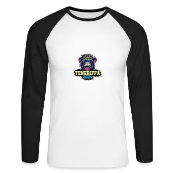 Teneriffa 2024 Affe - Unisex Baseballshirt langarm - Weiß/Schwarz - Vorne - Nik (191cm)