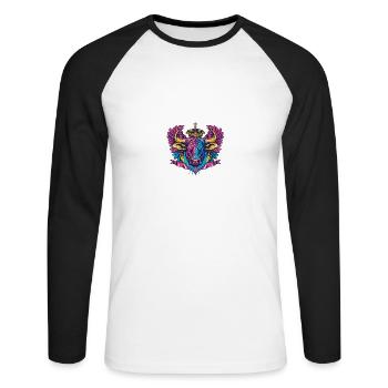 Taureau Armoiries Portrait Animal Taureau Coloré - T-shirt baseball manches longues Homme - blanc/noir - Devant - Nik (191cm)