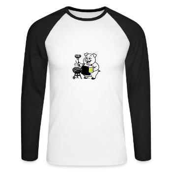 Pork Grilling Beer - Unisex Long Sleeve Baseball T-Shirt - white/black - Front - Nik (191cm)