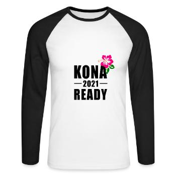 KONA 2021 READY - TRIATHLON HAWAII - T-shirt baseball manches longues Homme - blanc/noir - Devant - Nik (191cm)