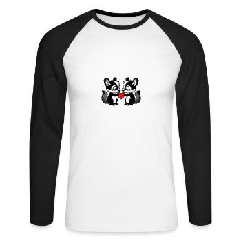 Skunk Couple Saint-Valentin - T-shirt baseball manches longues Homme - blanc/noir - Devant - Nik (191cm)