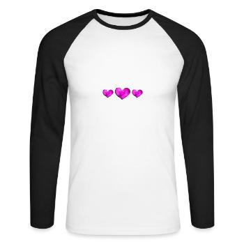 Herz Symbol Liebe Verliebt - Unisex Baseballshirt langarm - Weiß/Schwarz - Vorne - Nik (191cm)