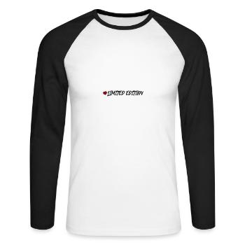 Limited Edition Herz - Unisex Baseballshirt langarm - Weiß/Schwarz - Vorne - Nik (191cm)