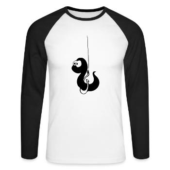 Wurm - Unisex Baseballshirt langarm - Weiß/Schwarz - Vorne - Nik (191cm)