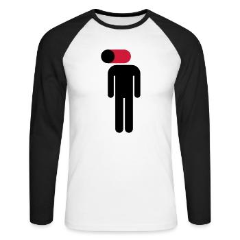 Handy an, Gehirn aus - Unisex Baseballshirt langarm - Weiß/Schwarz - Vorne - Nik (191cm)