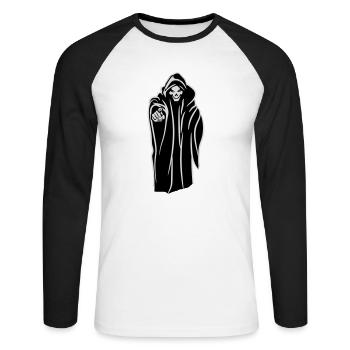 Death hooded evil - Unisex Long Sleeve Baseball T-Shirt - white/black - Front - Nik (191cm)