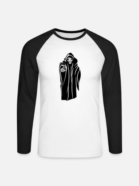 Der Tod kapuze böse - Unisex Baseballshirt langarm - Weiß/Schwarz