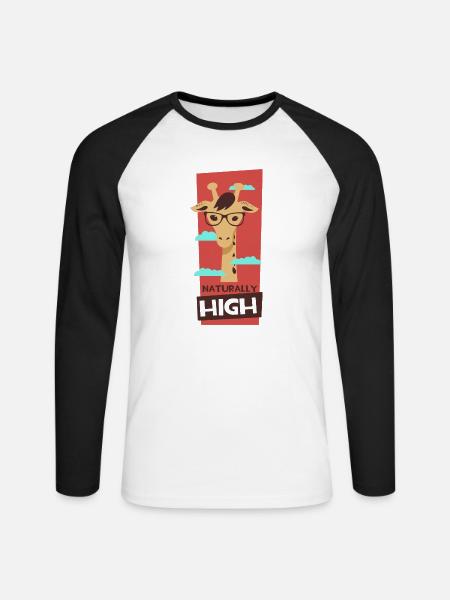 Giraffe - Naturally High - Unisex Baseballshirt langarm - Weiß/Schwarz