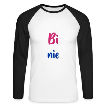 Ein bisschen Bi schadet nue Pansex Spruch Farben - Unisex Baseballshirt langarm - Weiß/Schwarz - Vorne - Nik (191cm)