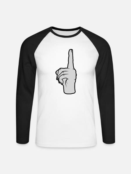 Finger points up - Unisex Long Sleeve Baseball T-Shirt - white/black