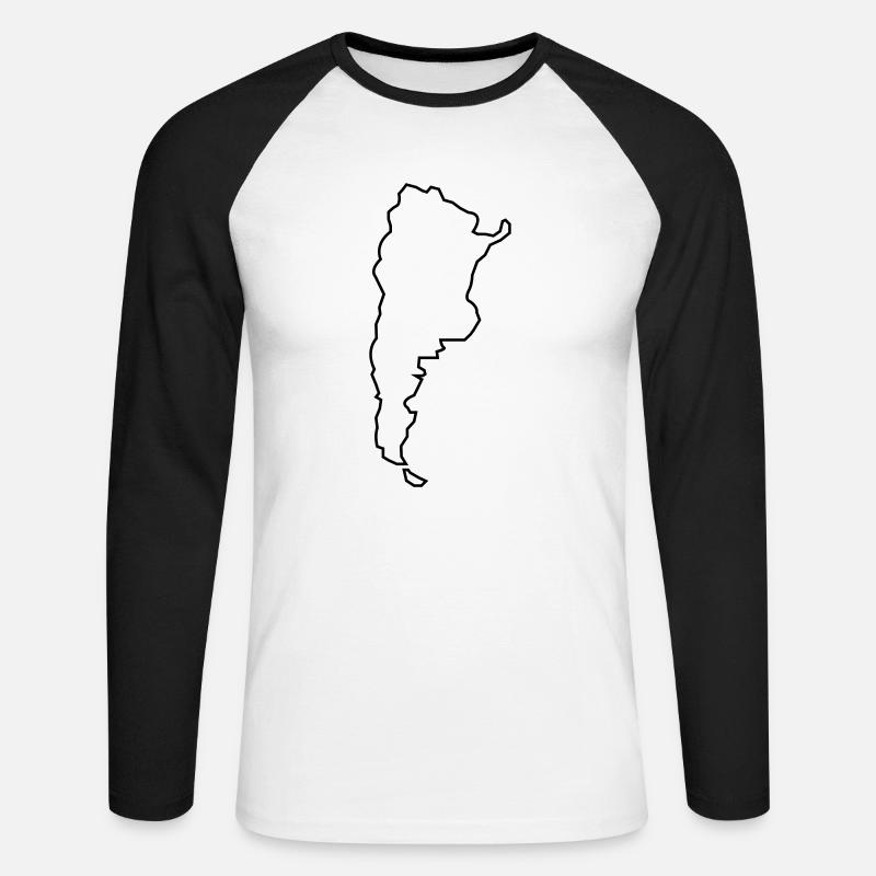 Argentina Outline - Unisex Long Sleeve Baseball T-Shirt - white/black