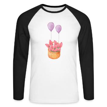 Flower basket - Unisex Long Sleeve Baseball T-Shirt - white/black - Front - Nik (191cm)