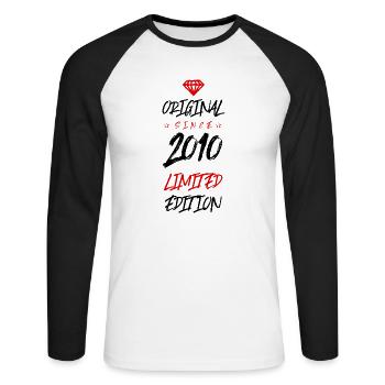 2010 Limited Edition - Unisex Long Sleeve Baseball T-Shirt - white/black - Front - Nik (191cm)