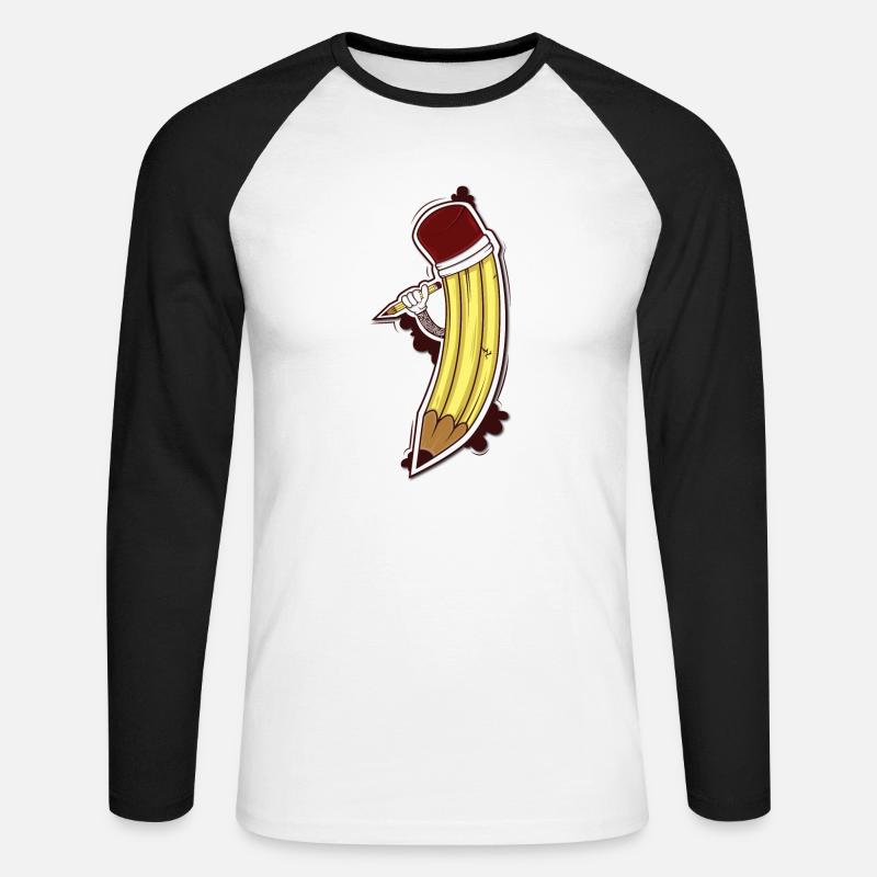 Ein Bleistift bringt einen Bleistift - Unisex Baseballshirt langarm - Weiß/Schwarz
