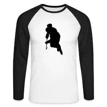 Hockey Player - Unisex Baseballshirt langarm - Weiß/Schwarz - Vorne - Nik (191cm)