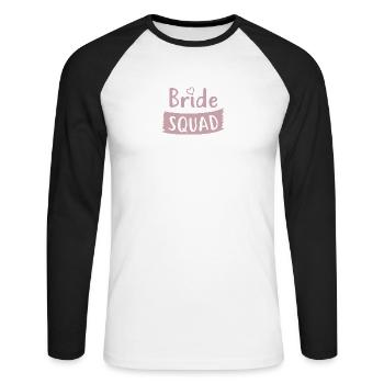Junggessellinenabschied - BRIDE SQUAD - Unisex Baseballshirt langarm - Weiß/Schwarz - Vorne - Nik (191cm)